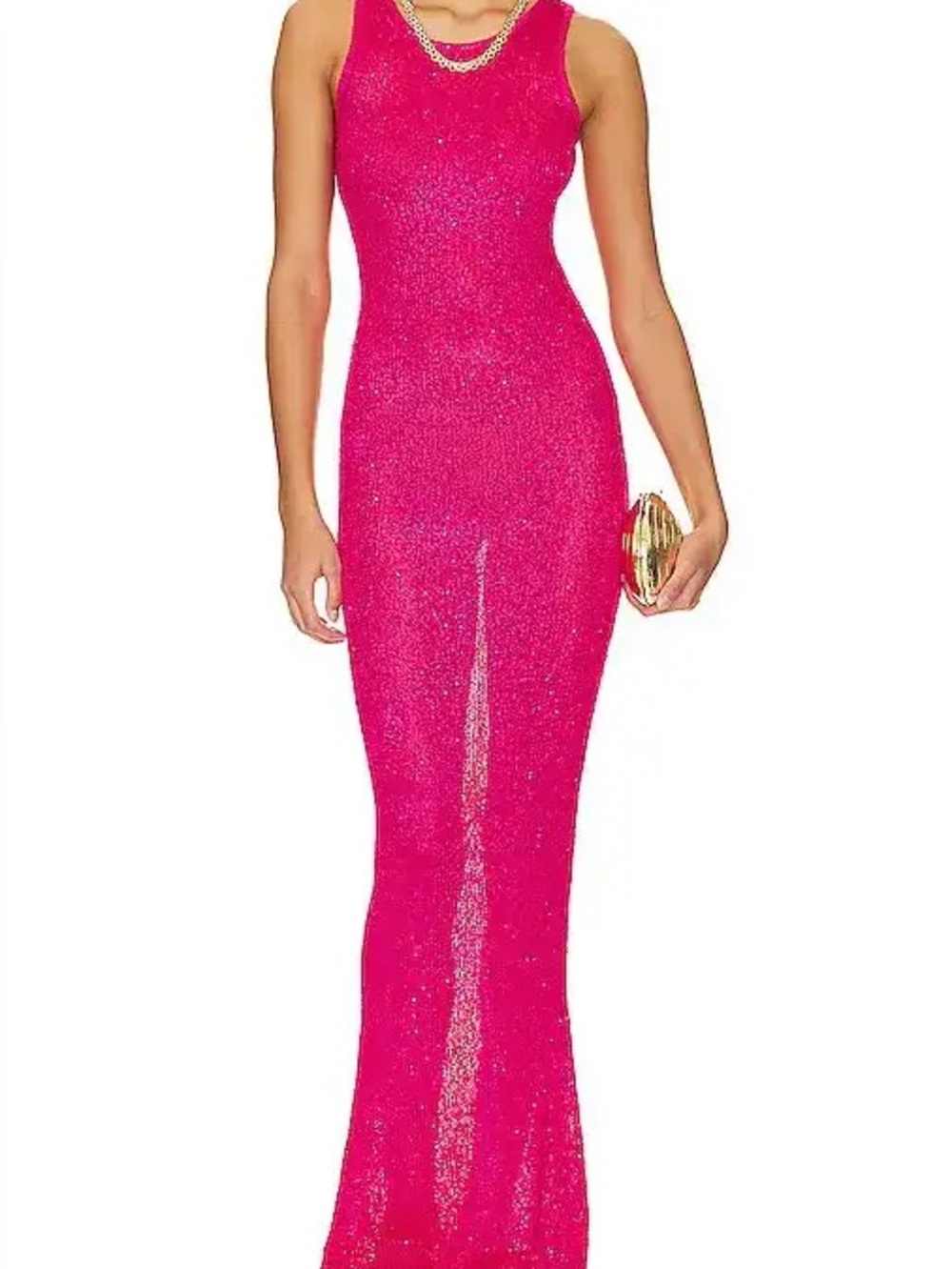 Asta Resort Natalia Sequin Knit Maxi Dress Fuscbia Pink